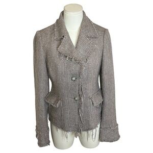 IRENE VAN RYB Dusty Pink Blue Blazer size 38 Small‎ S Buttons Jacket Frayed Work